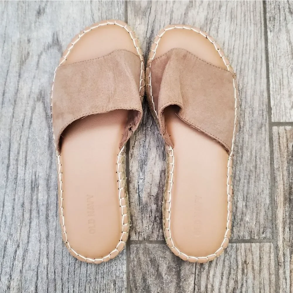 NWOT Old Navy Tan Espadrille Slides Girl's Size 6